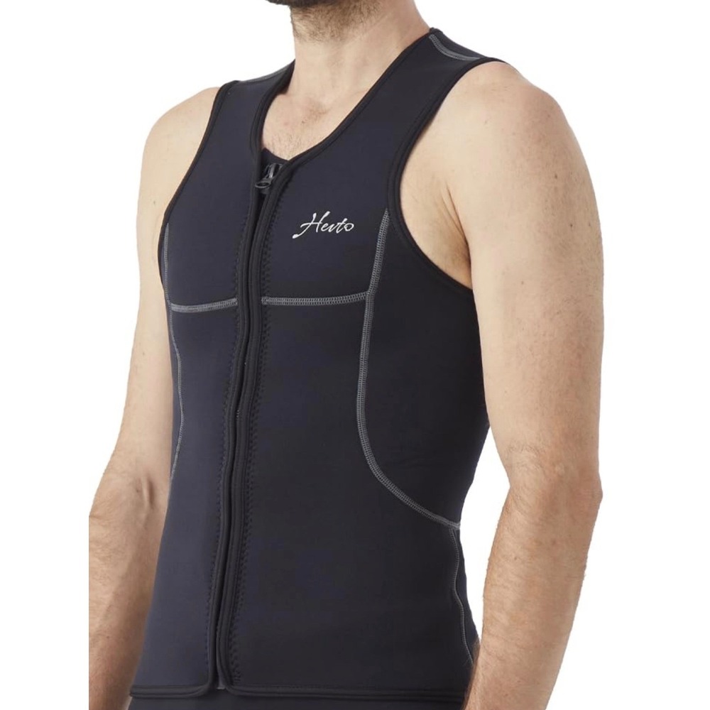 Hevto Wetsuit Vest Mens Large Black New 3mm Neoprene Front Zip Sleeveless Top